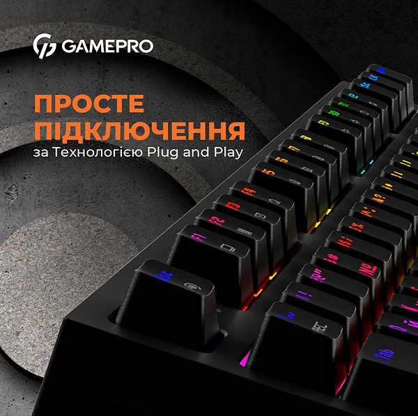 Фото - Клавіатура дротова ігрова GamePro MK180B Hot-Swap Red Swich RGB Black (MK180B)