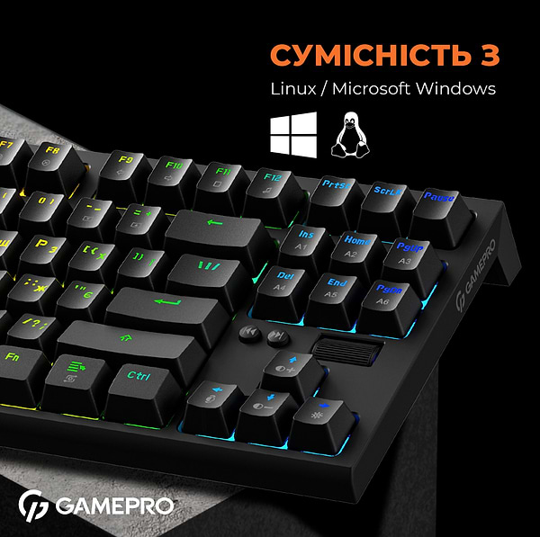 Фото - Клавіатура дротова ігрова GamePro MK180B Hot-Swap Red Swich RGB Black (MK180B)
