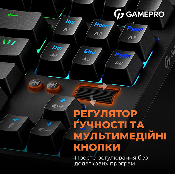 Фото - Клавіатура дротова ігрова GamePro MK180B Hot-Swap Red Swich RGB Black (MK180B)