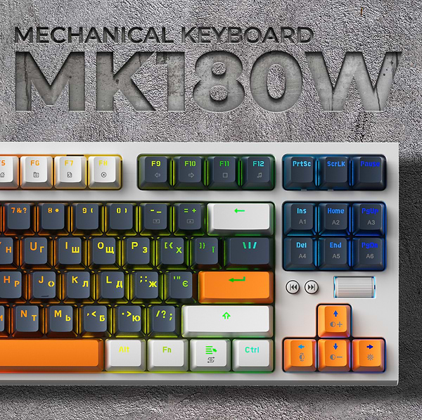 Фото - Клавиатура проводная игровая GamePro MK180W Hot-Swap Red Swich RGB White (MK180W)