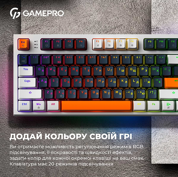 Фото - Клавиатура проводная игровая GamePro MK180W Hot-Swap Red Swich RGB White (MK180W)