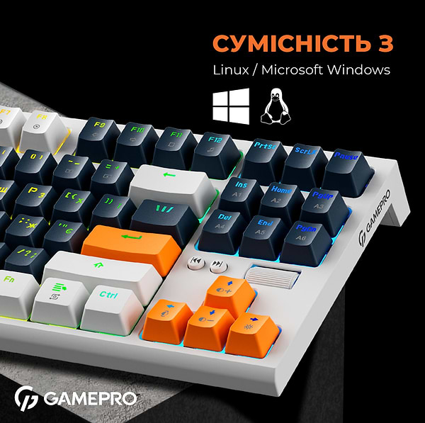 Фото - Клавиатура проводная игровая GamePro MK180W Hot-Swap Red Swich RGB White (MK180W)