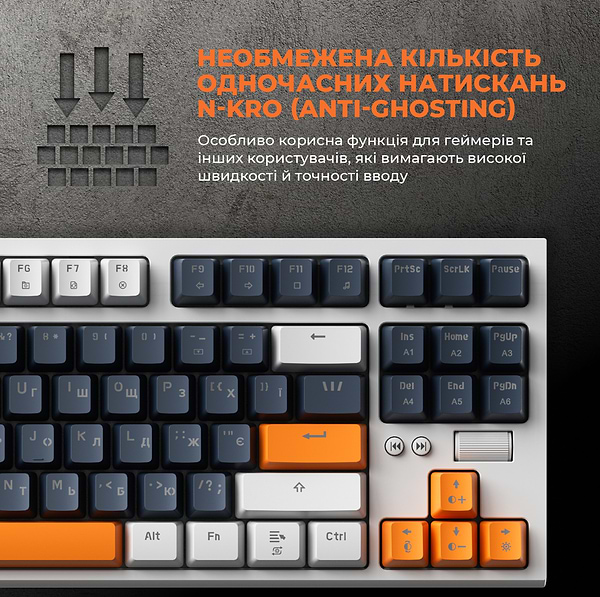 Фото - Клавиатура проводная игровая GamePro MK180W Hot-Swap Red Swich RGB White (MK180W)