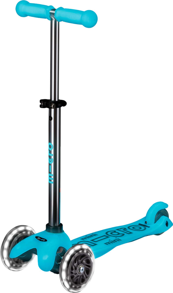Трёхколёсный самокат Micro Mini Deluxe Glow LED - ЛЕДНИК АКВА (MMD218)