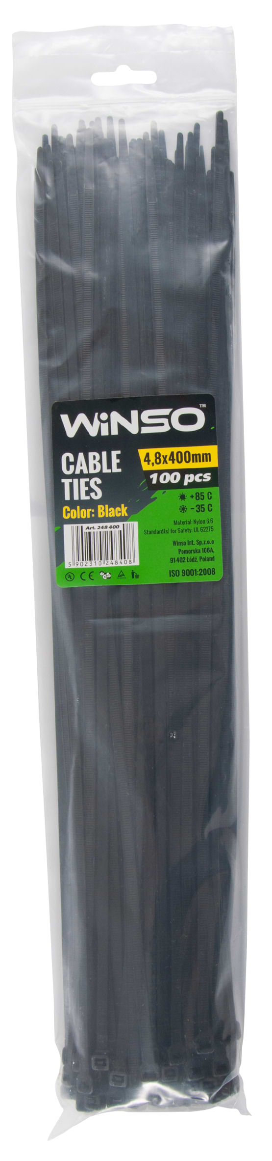 Набор хомутов Winso черные 4,8x400 (248400)