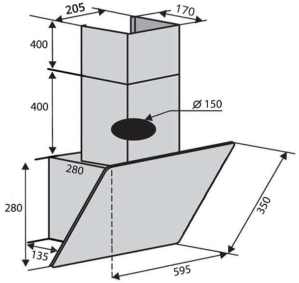Фото - Вытяжка декоративная Ventolux MODENA 60 BK (950) PB