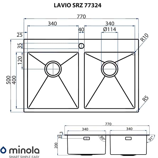 Фото - Мийка кухонна Minola Lavio SRZ 77324