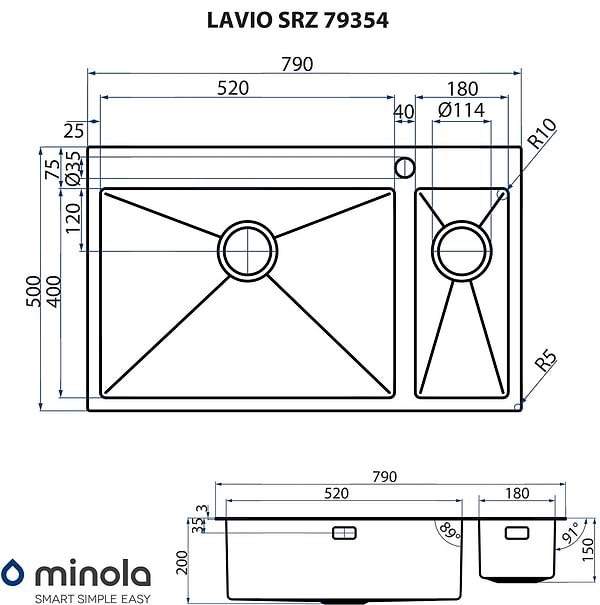 Фото - Мийка кухонна Minola Lavio SRZ 79354