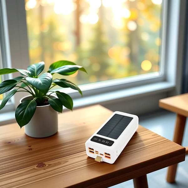 Фото - Батарея мобільна ACL PW-90 30000mAh, SOLAR, TypeC + Lighting, White