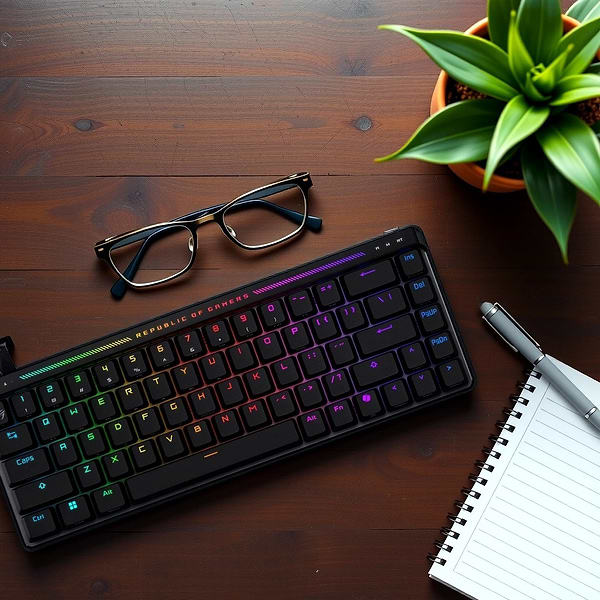 Фото - Клавіатура дротова ігрова Asus ROG Falchion Ace HFX, 68key, HFX Magnetic Switches, USB-A, EN, RGB, Black (90MP03VE-BKUA20)