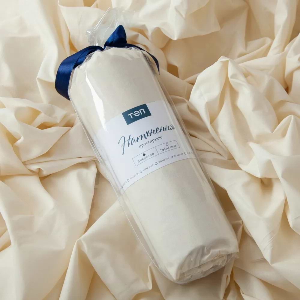 Простынь полуторная ТЕП ВДОХНОВЕНИЕ с резинкой 180х200 см Молочний (2-04018_28847)