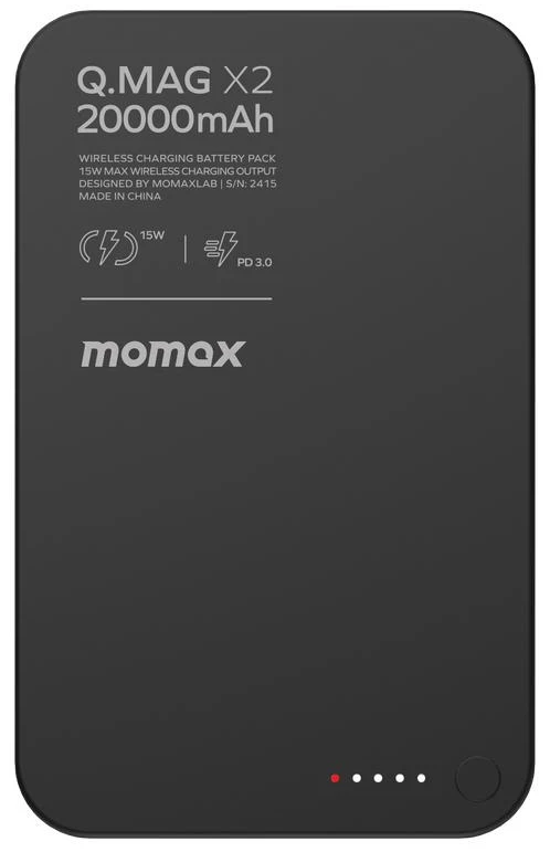 Батарея мобільна Momax 20000MAH Q.MAG X2 BLACK (IP133D)
