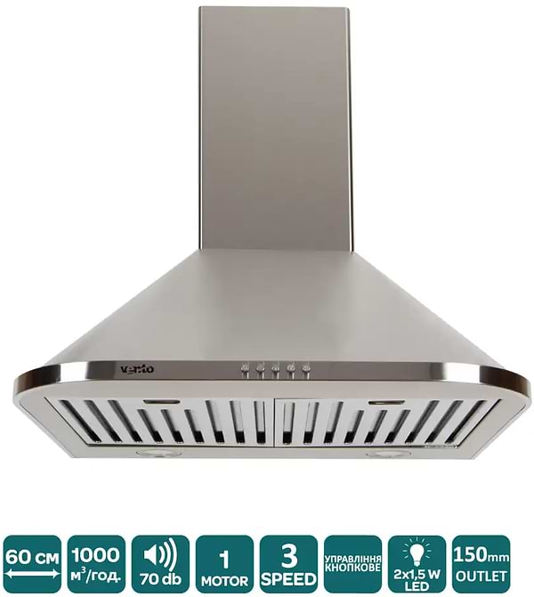 Фото - Витяжка декоративна Ventolux MONACO 60 INOX (1000)