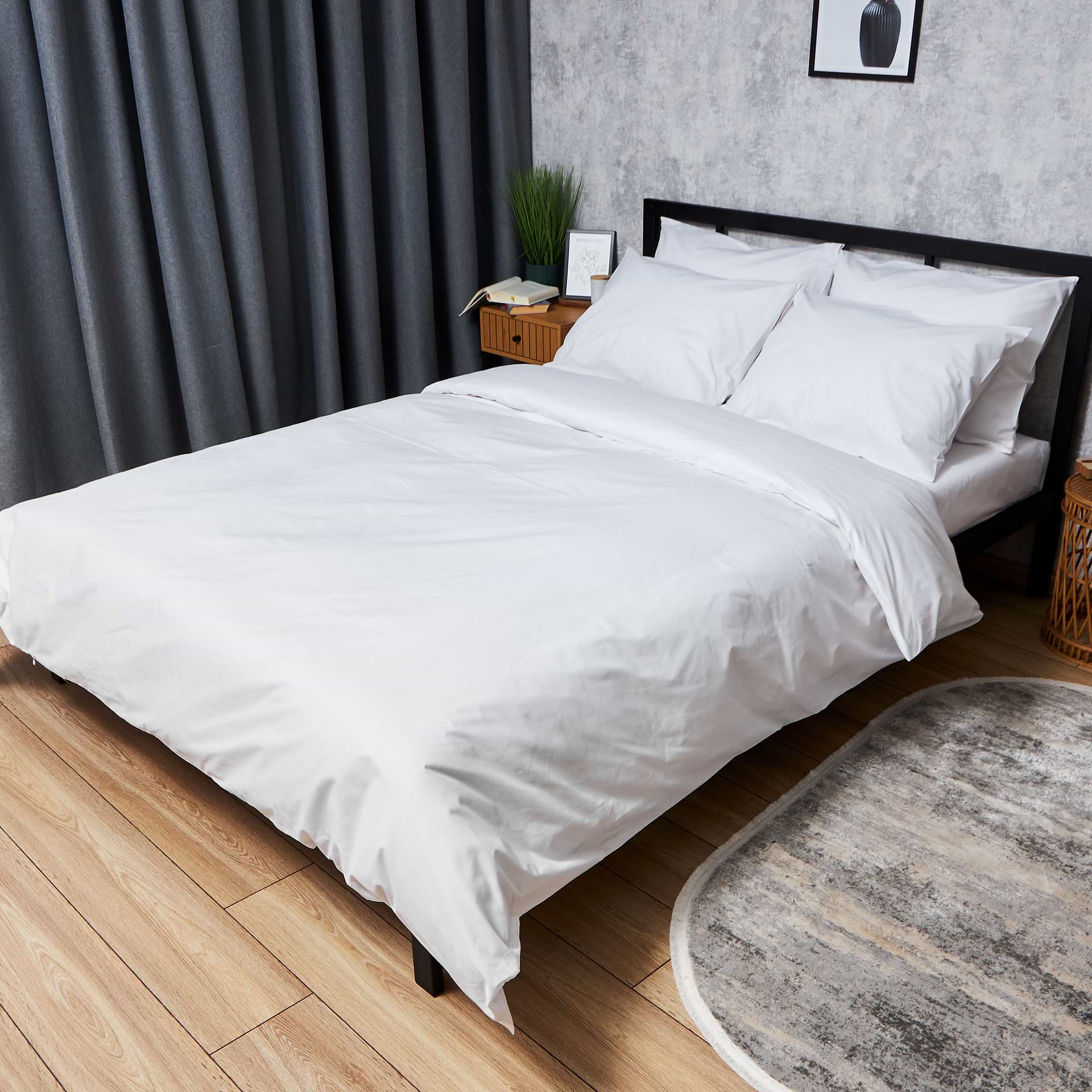 Комплект постельного белья Moon&Star Бязь Gold Люкс «White Glow» King Size 220x240 нав. 4х70х70 (MS-820007354)