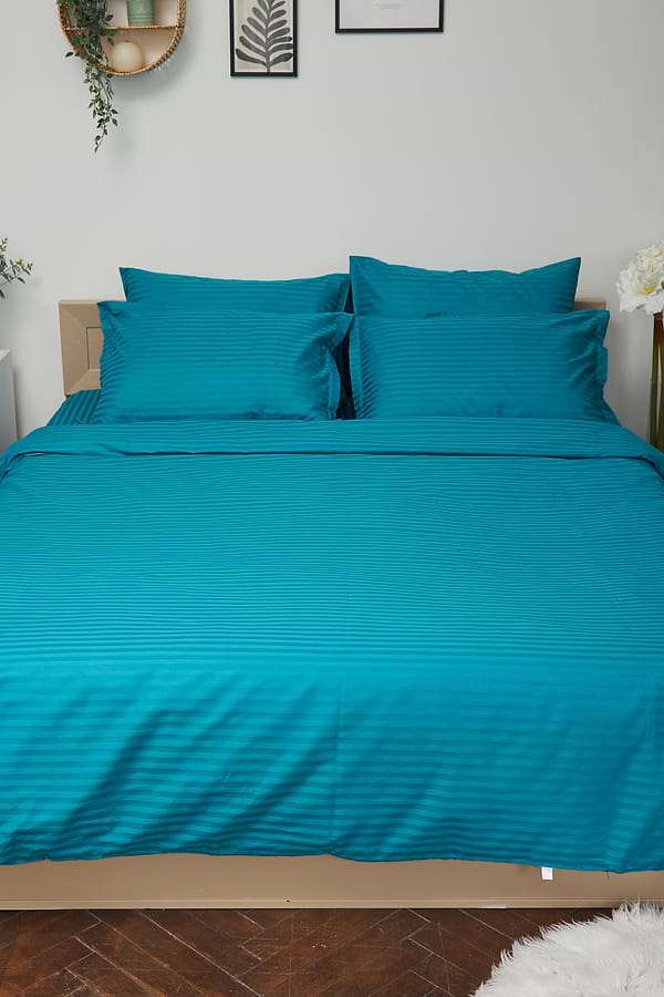 Фото - Комплект постельного белья Moon&Star 175х210 см нав. 2х40х60 Turkish Blue Satin Stripe (MS-820000635)