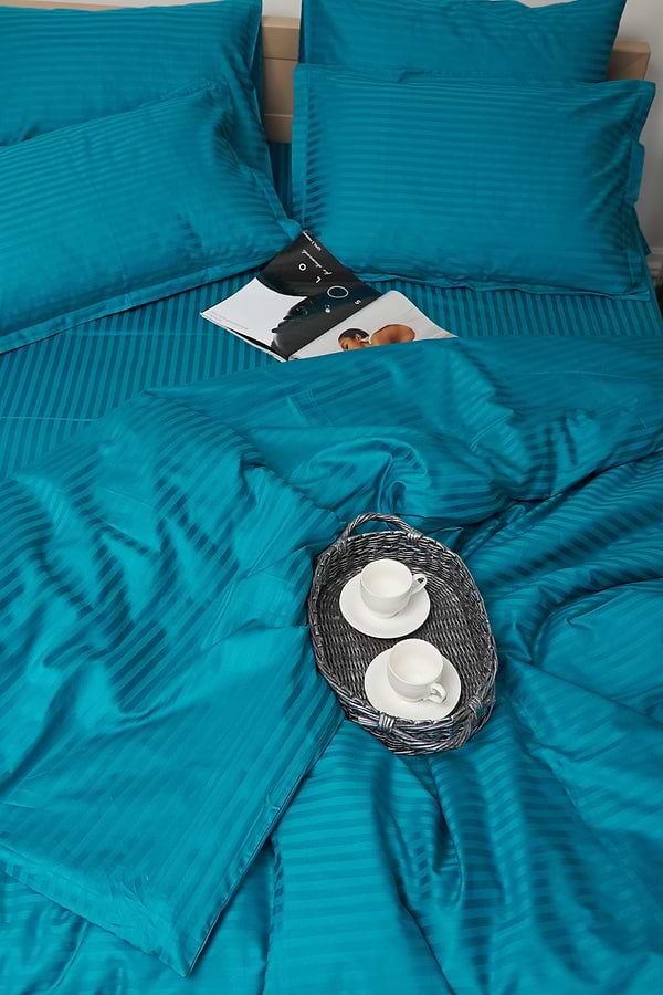 Фото - Комплект постельного белья Moon&Star 175х210 см нав. 2х40х60 Turkish Blue Satin Stripe (MS-820000635)