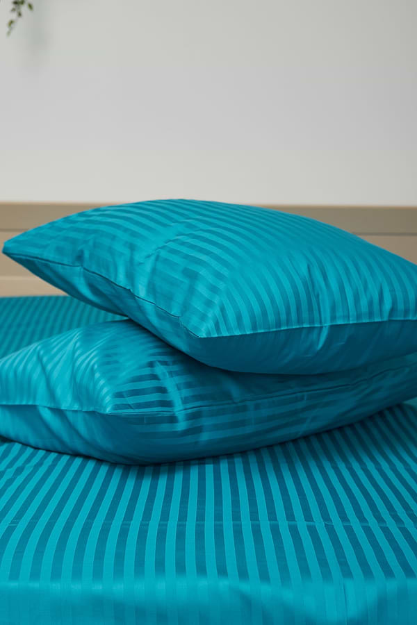 Фото - Комплект постельного белья Moon&Star 175х210 см нав. 2х40х60 Turkish Blue Satin Stripe (MS-820000635)