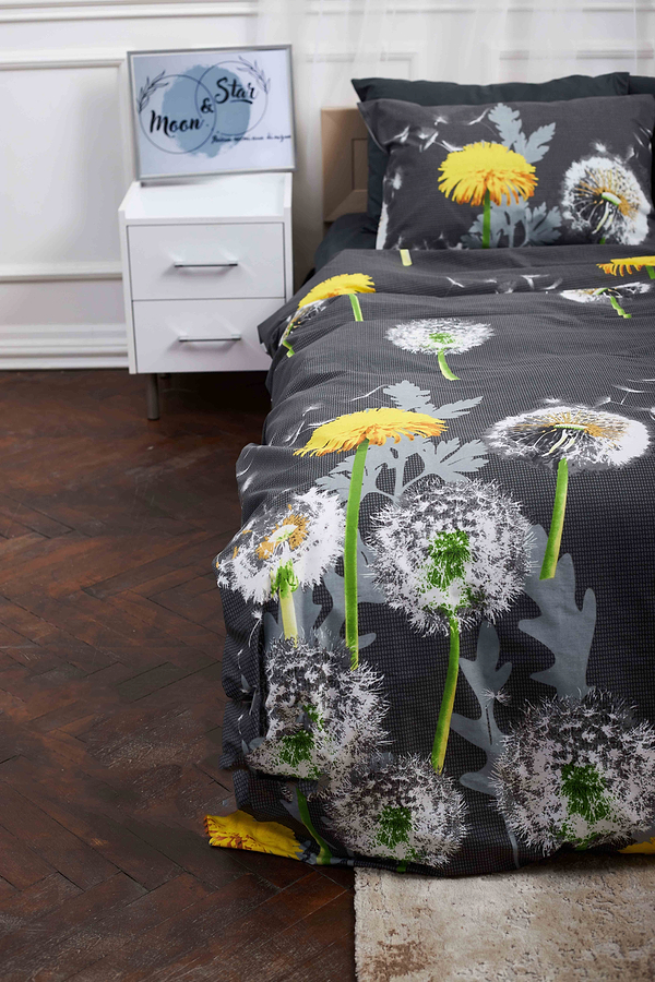 Фото - Комплект постельного белья Moon&Star 143х210х2 нав. 4х50х70 Dandelion Black Бязь Gold Люкс (MS-820000933)