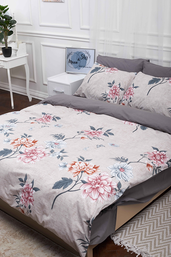 Фото - Комплект постельного белья Moon&Star 143х210х2 нав. 4х50х70 Flowers Gray Бязь Gold Люкс (MS-820001038)