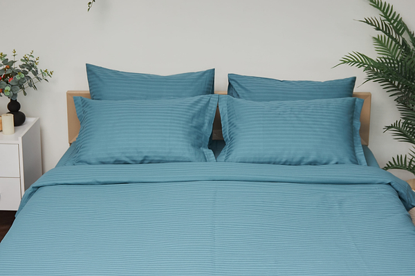 Фото - Комплект постільної білизни Moon&Star 200х220 см нав. 4х70х70 Stripe Green Satin Stripe (MS-820000594)