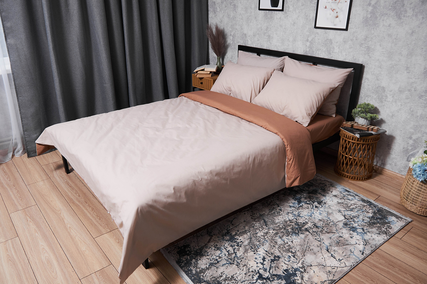 Комплект постельного белья Moon&Star Бязь Gold Люкс Brown Blanc 160х220х2 нав. 4х70х70 (MS-820004584)