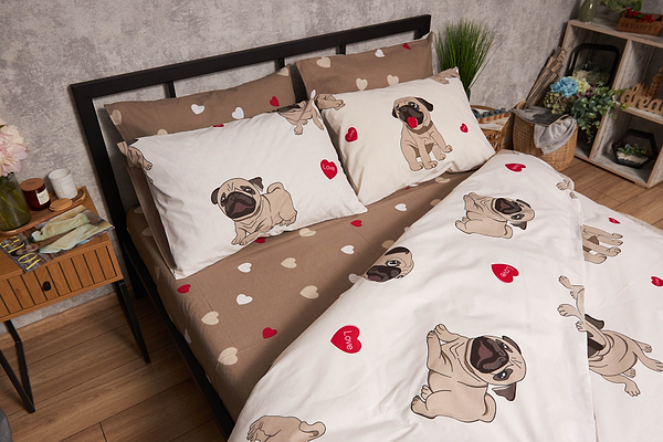 Фото - Комплект постельного белья Moon&Star Бязь Gold Люкс Bulldog Love 160х220х2 нав. 2х40х60  (MS-820005735)