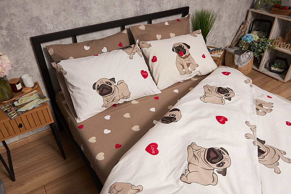 Фото - Комплект постільної білизни Moon&Star Бязь Gold Люкс «Bulldog Love» 200х220 нав. 4х50х70  (MS-820005718)