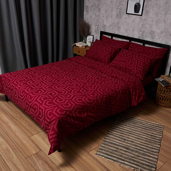 Фото - Комплект постільної білизни Moon&Star Бязь Gold Люкс Burgundy Charm 160х220 +нав. 70х70 см 2 шт. (MS-890000080)