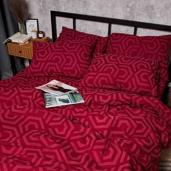 Фото - Комплект постільної білизни Moon&Star Бязь Gold Люкс Burgundy Charm 200х220 см нав. 50х70 2 шт. (MS-880000067)