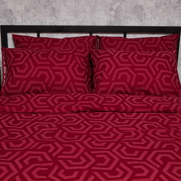 Фото - Комплект постільної білизни Moon&Star Бязь Gold Люкс «Burgundy Charm» King Size 220x240 см нав. 2х50х70 (MS-820006091)