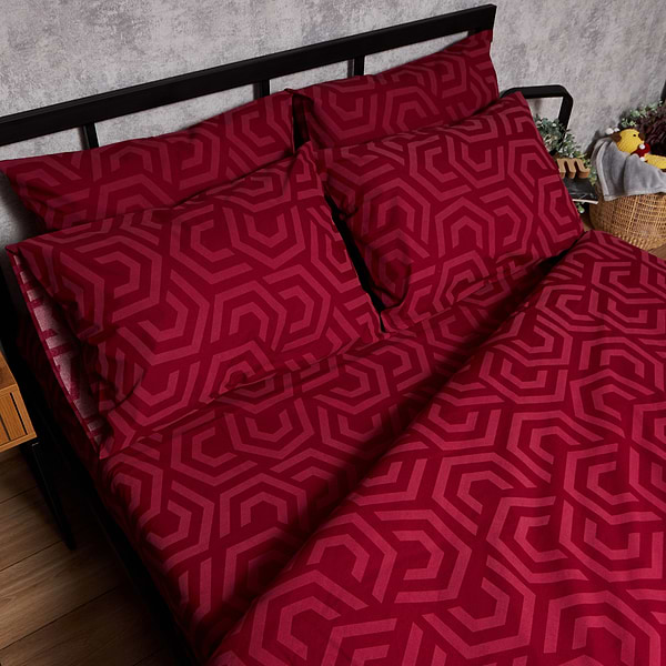 Фото - Комплект постільної білизни Moon&Star Бязь Gold Люкс Burgundy Charm 200х220 см нав. 50х70 2 шт. (MS-880000067)