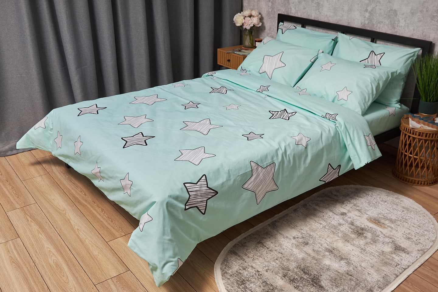 Комплект постільної білизни Moon&Star Бязь Gold Люкс «Child Stars» 160х220х2 нав. 4х70х70 (MS-820005424)