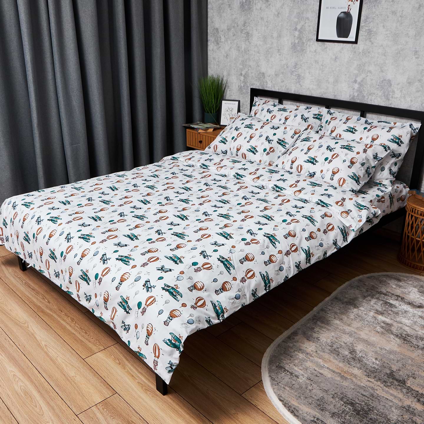 Комплект постільної білизни Moon&Star Бязь Gold Люкс «Cloud Adventures» King Size 220x240 см нав. 2х40х60 (MS-820006160)