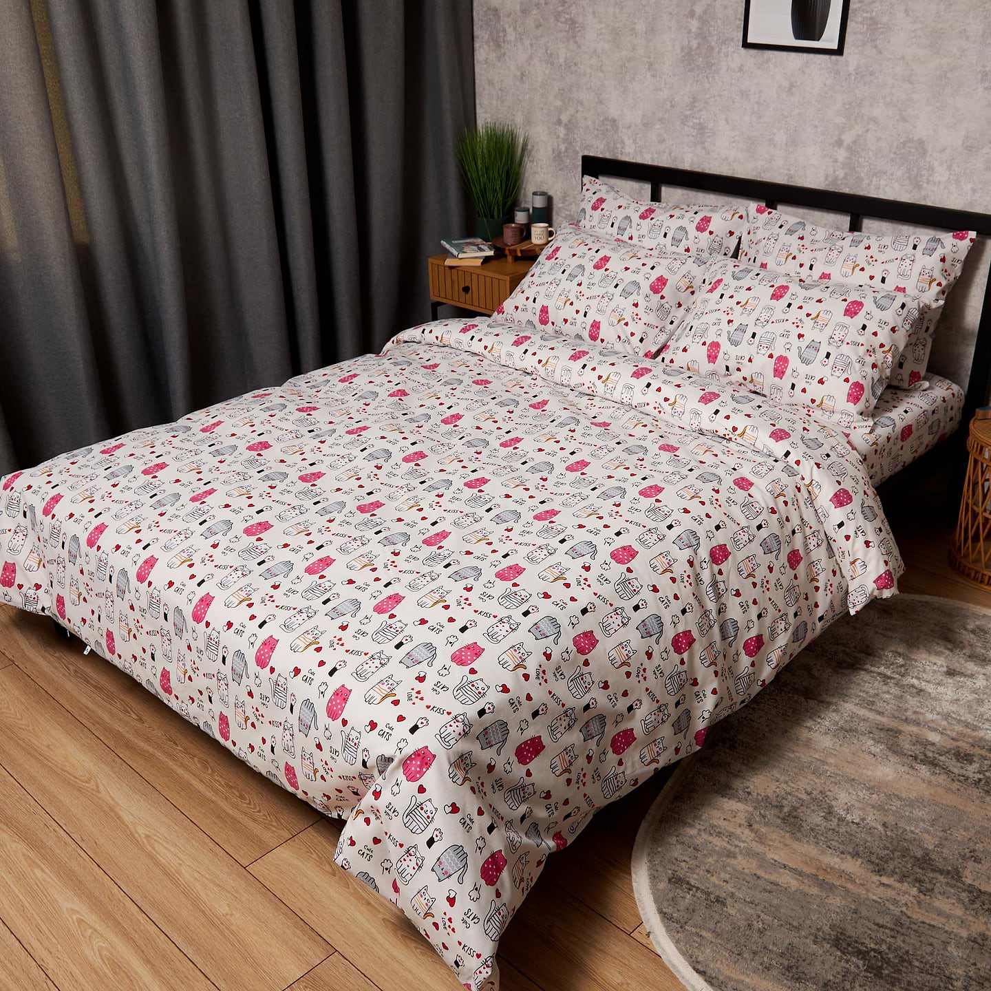 Комплект постельного белья Moon&Star Бязь Gold Люкс Cute Cats 160х220 нав. 2х40х60 (MS-820009085)