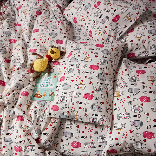 Фото - Комплект постельного белья Moon&Star Бязь Gold Люкс Cute Cats 160х220х2 нав. 4х70х70 (MS-820009099)