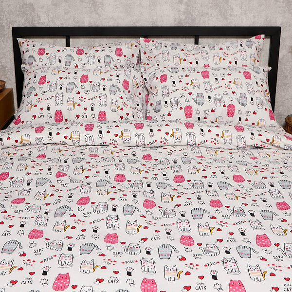 Фото - Комплект постільної білизни Moon&Star Бязь Gold Люкс Cute Cats 143х210х2 нав. 2х40х60 (MS-820009090)