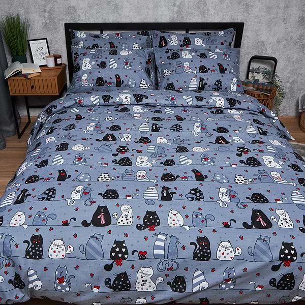 Фото - Комплект постельного белья Moon&Star Бязь Gold Люкс Feline Fun 160х220 нав. 2х70х70 (MS-820006322)