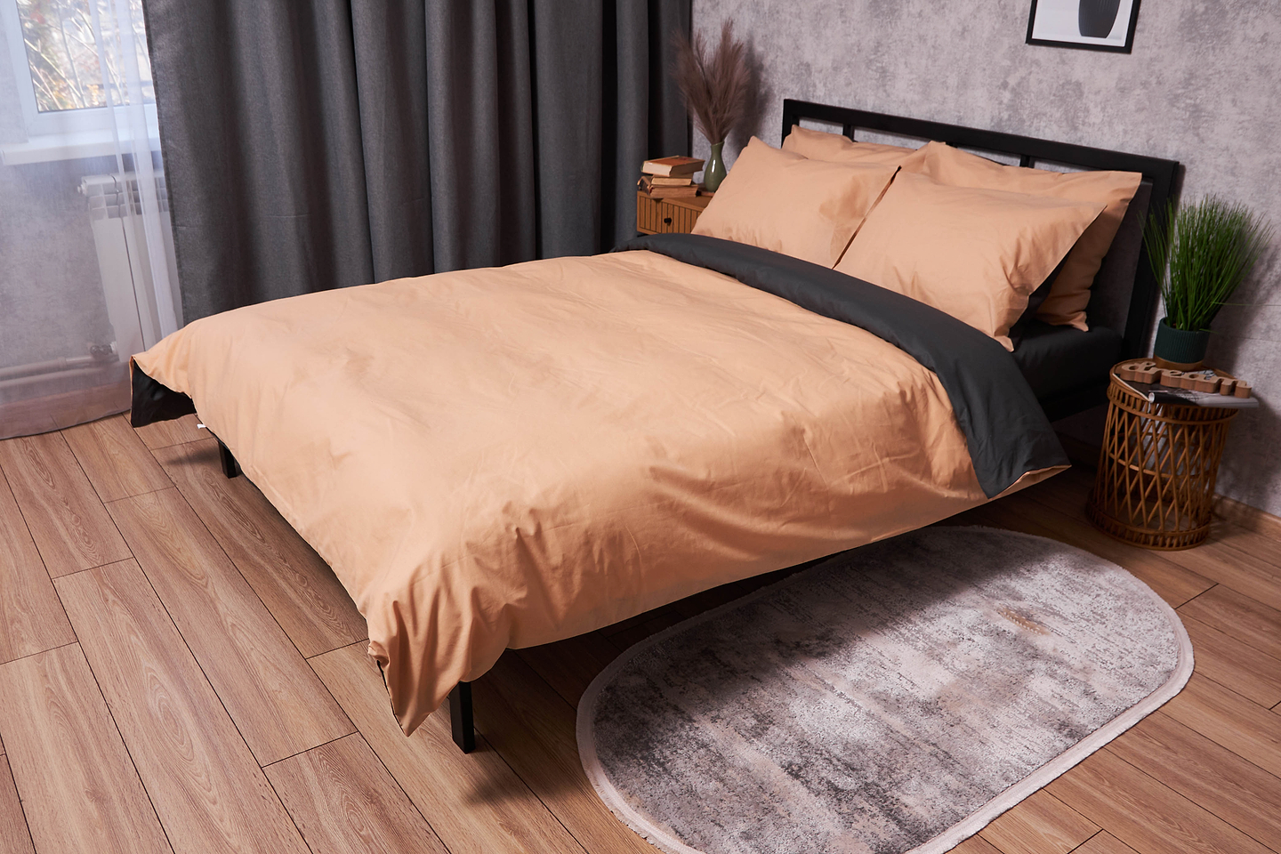 Комплект постельного белья Moon&Star Бязь Gold Люкс «Gray Cream» 143х210х2 нав. 2х50х70 (MS-820003316)