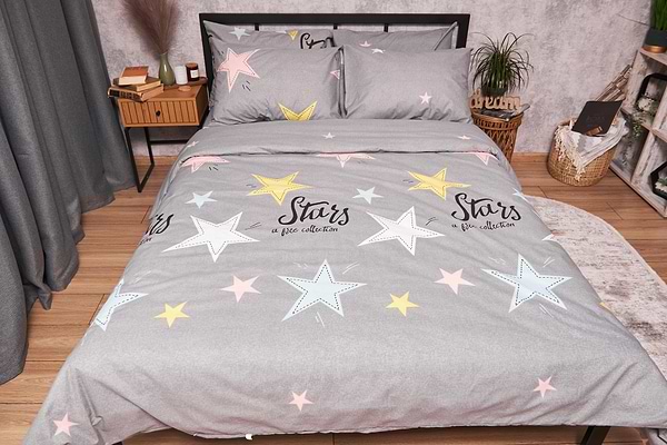 Фото - Комплект постельного белья Moon&Star Бязь Gold Люкс «Gray Stars» 160х220х2 нав. 4х70х70 (MS-820003044)