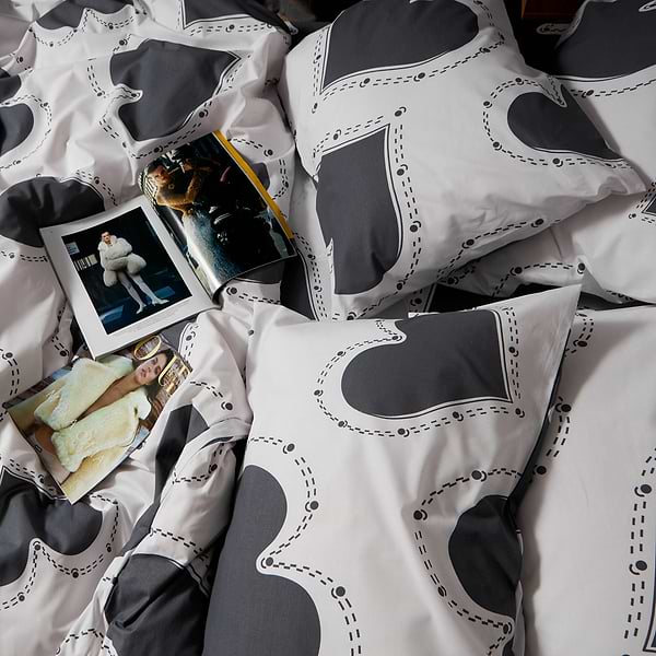 Фото - Комплект постільної білизни Moon&Star Бязь Gold Люкс Grey Love 143х210х2 нав. 4х70х70 (MS-820009374)