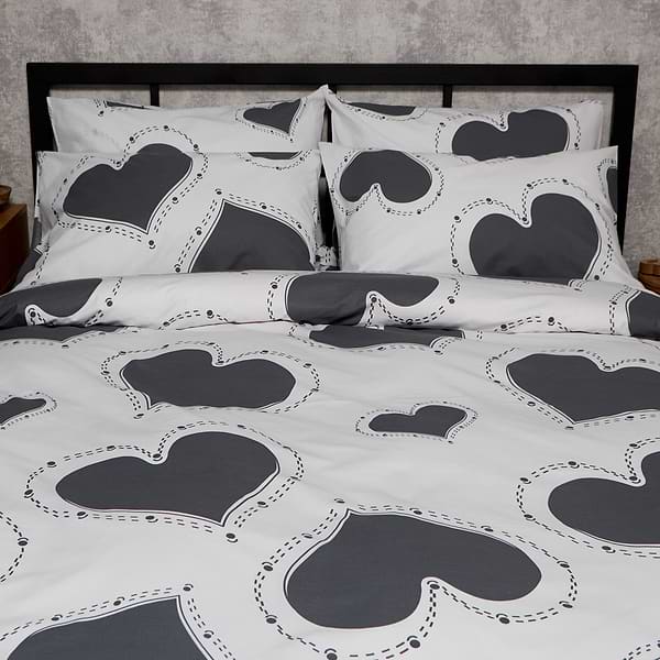 Фото - Комплект постельного белья Moon&Star Бязь Gold Люкс Grey Love 160х220 нав. 50х70 см 2 шт. (MS-890000319)