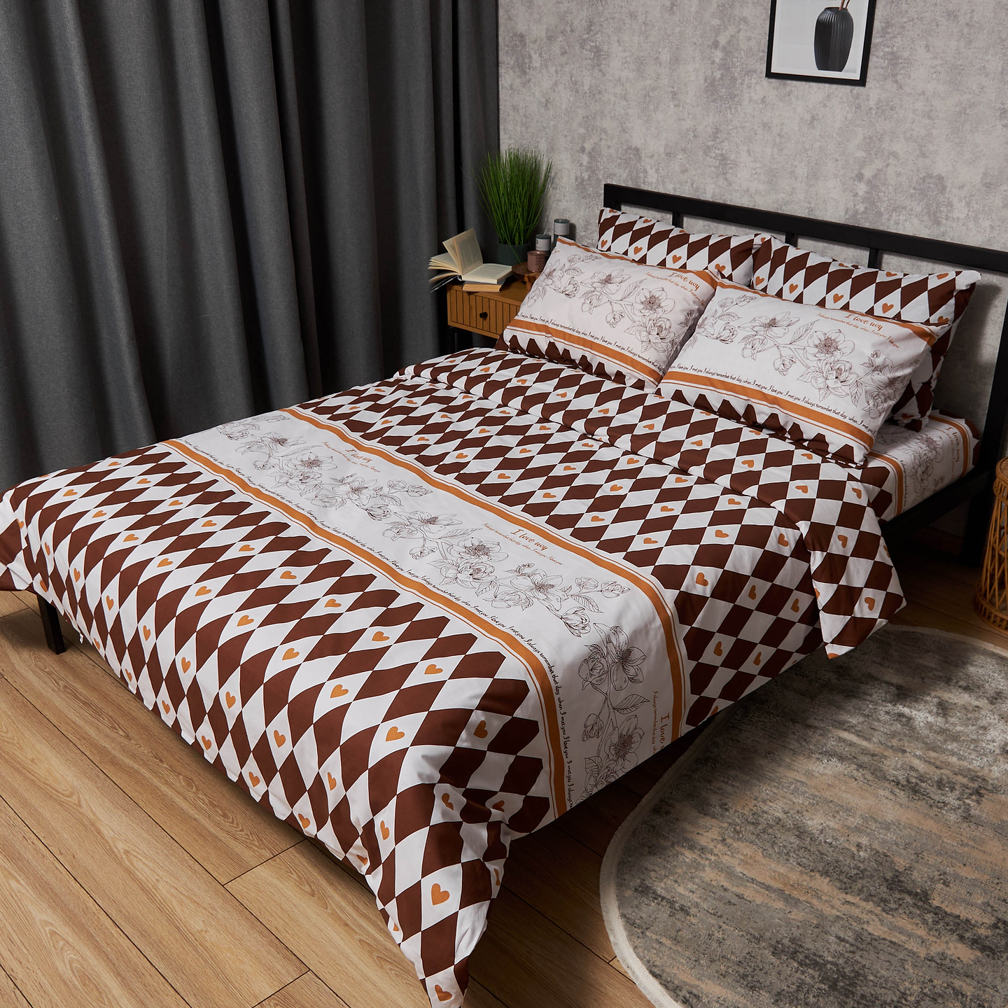 Комплект постельного белья Moon&Star Бязь Gold Люкс Heart Patch 143х210х2 нав. 4х70х70 (MS-820009409)