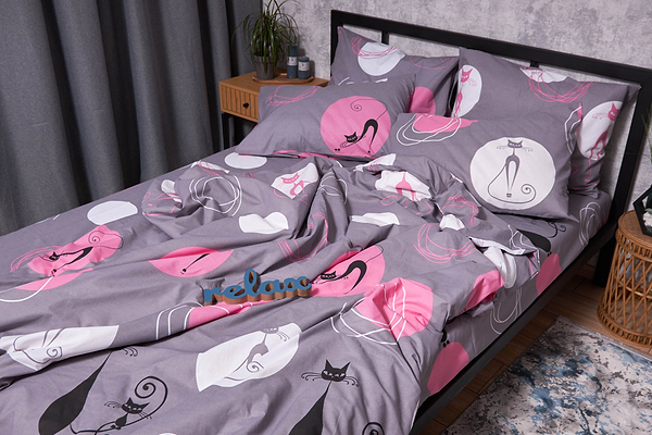 Фото - Комплект постільної білизни Moon&Star Бязь Gold Люкс Mauve Cats 143х210х2 нав. 4х50х70 (MS-820002641)