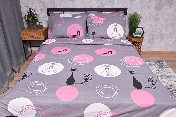 Фото - Комплект постільної білизни Moon&Star Бязь Gold Люкс Mauve Cats 143х210 (MS-820002628)