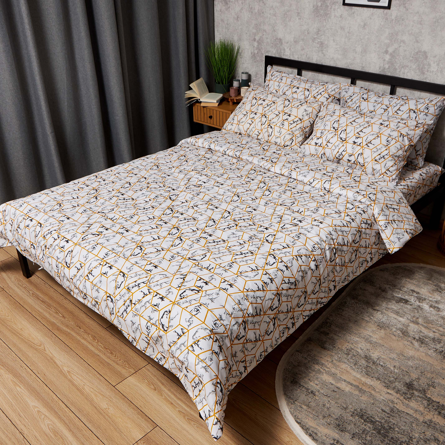 Комплект постельного белья Moon&Star Бязь Gold Люкс Modern Marble 200х220 см нав. 4х50х70 (MS-820009463)