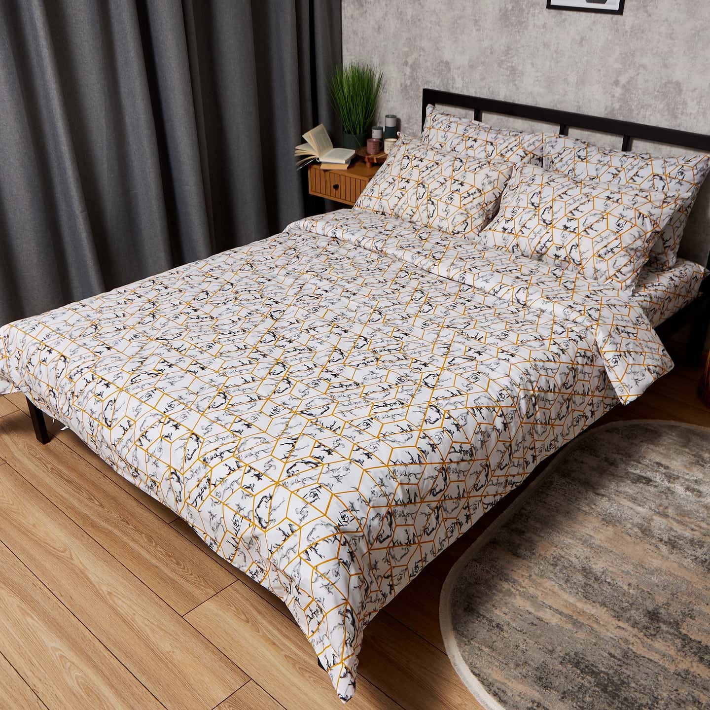 Комплект постільної білизни Moon&Star прост. 220х240 + 2 нав. 50х70 Бязь Gold Люкс Modern Marble (MS-880000298)