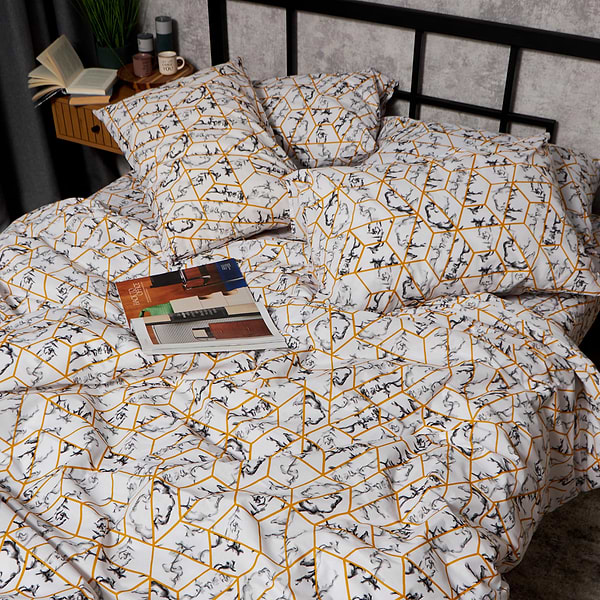 Фото - Комплект постельного белья Moon&Star Бязь Gold Люкс Modern Marble Полуторний Євро 160х220 наволочки 4х50х70 (MS-820009473)