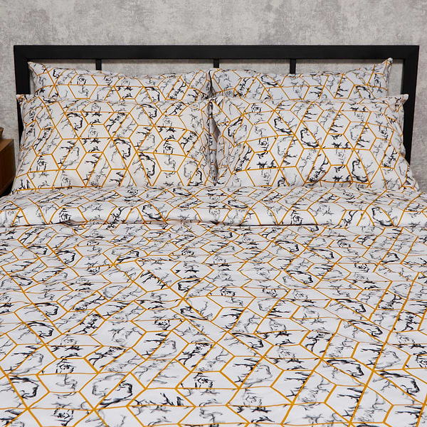 Фото - Комплект постельного белья Moon&Star Бязь Gold Люкс Modern Marble Полуторний Євро 160х220 наволочки 4х50х70 (MS-820009473)