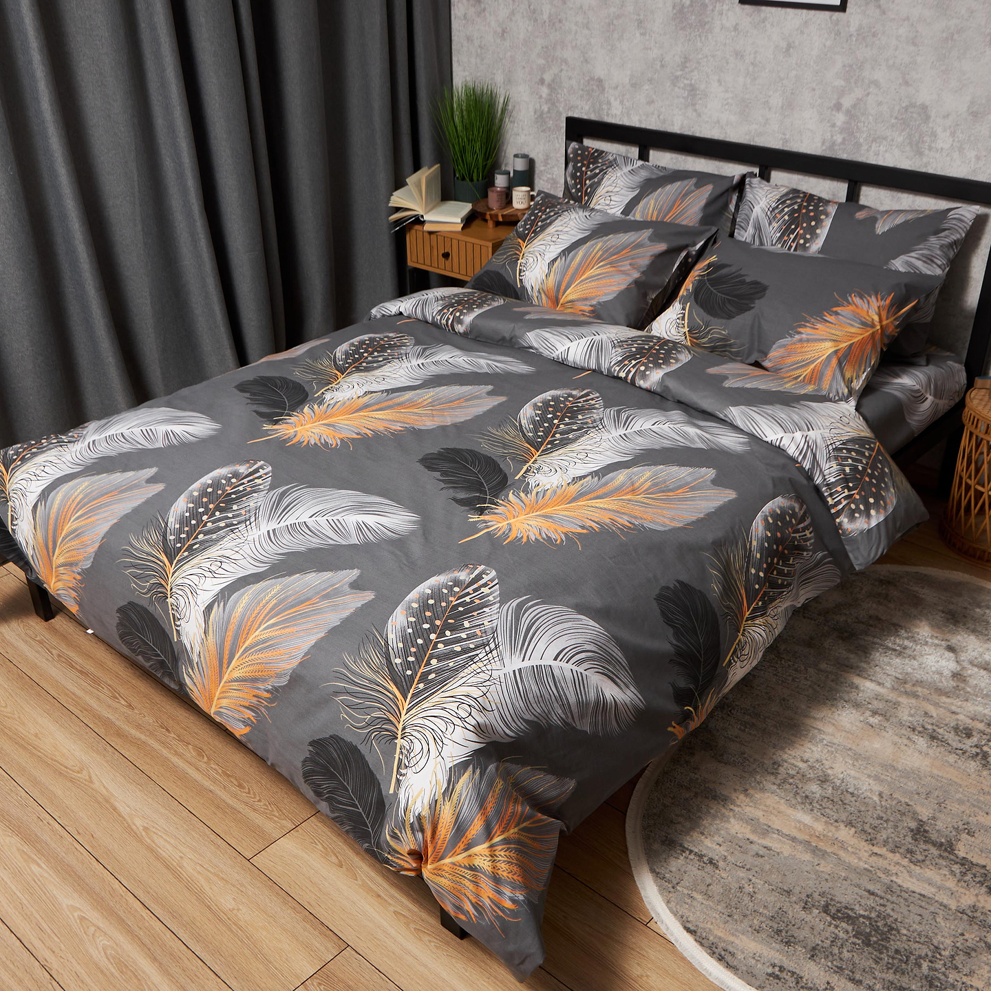 Комплект постельного белья Moon&Star Бязь Gold Люкс Mystic Feathers 143х210х2 нав. 2х40х60 (MS-820009510)