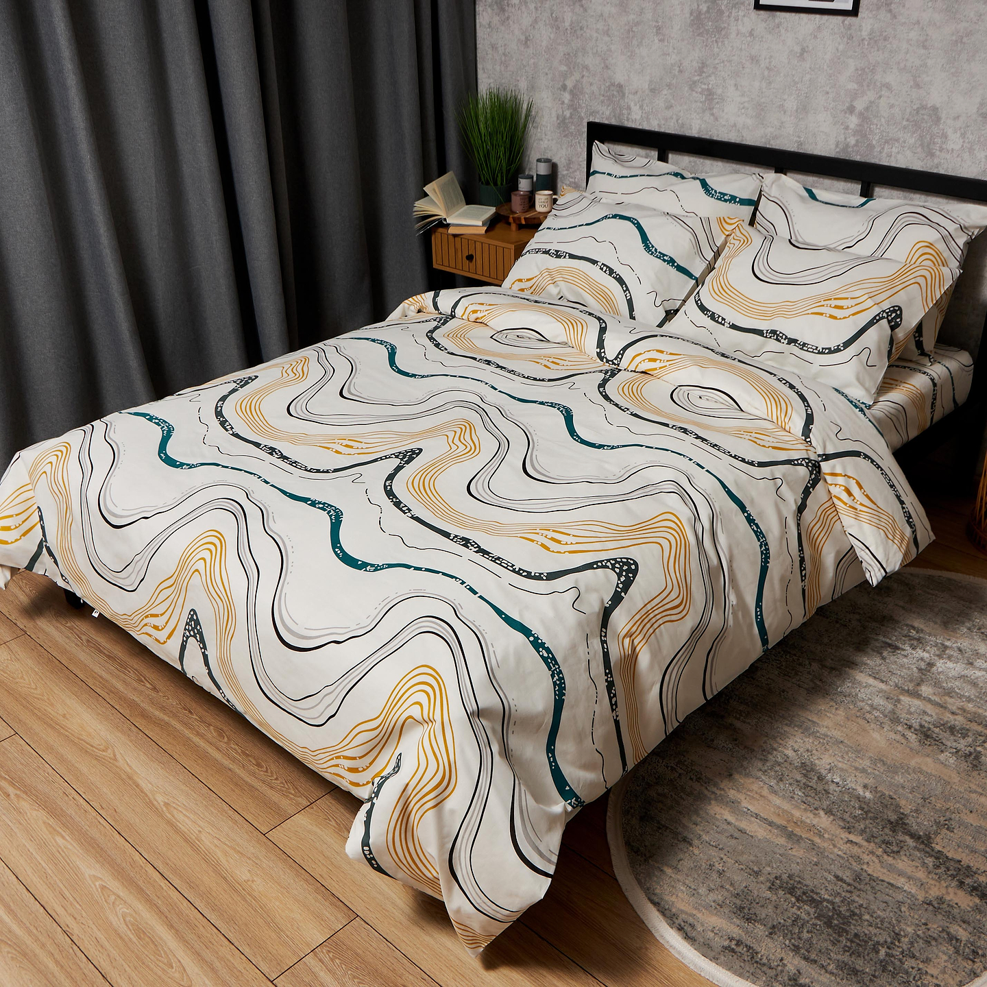 Комплект постельного белья Moon&Star Бязь Gold Люкс Natural Waves 160х220 нав. 4х70х70 (MS-820009544)